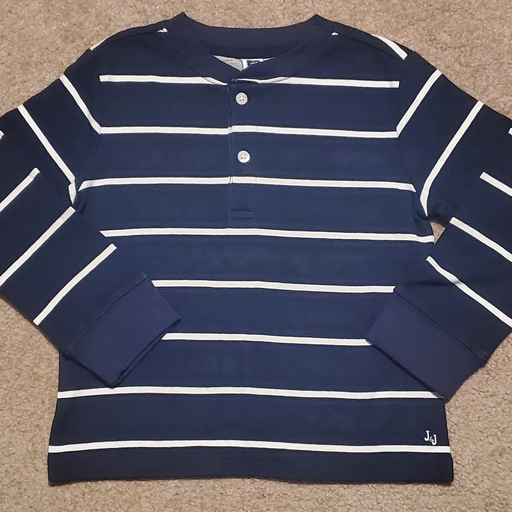 Janie and Jack Blue and White Long Sleeve Tee